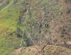 Edison electric tower damaged while being dismantled for Eaton fire investigation